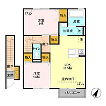 アンジュ 202 ｜ 群馬県高崎市八千代町4丁目（賃貸アパート2LDK・2階・57.52㎡） その2