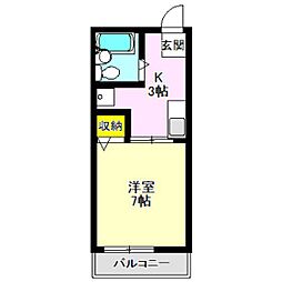 サニーハイツ 1Kの間取図画像