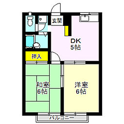 エステートピア八千代 2DKの間取図画像