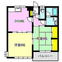 ハイツハツミA 2DKの間取図画像