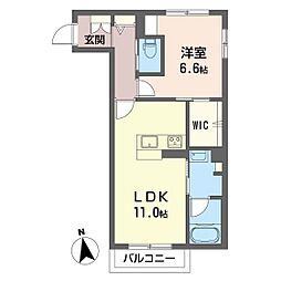 シンシアコートB 1LDKの間取図画像
