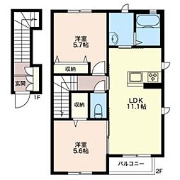 フィオーレ茜 2LDKの間取図画像