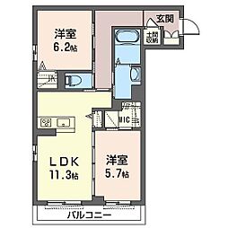 グランメゾン 2LDKの間取図画像