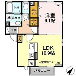 エヴァーヒルズ 1LDKの間取図画像