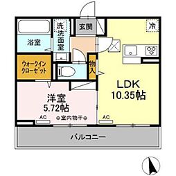 カーサリン 1LDKの間取図画像