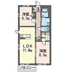 ヴィラ・ルミエール 2LDKの間取図画像