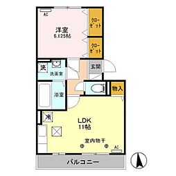 レーブ中泉 1LDKの間取図画像