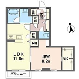 シンシアコートB 1LDKの間取図画像