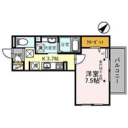 オペラハウス和田町 1Kの間取図画像