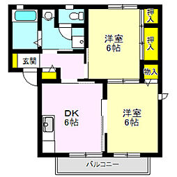 ハーモニー 2DKの間取図画像