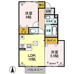 シェソワ 2LDKの間取図画像