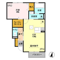 パストラル横山 1LDKの間取図画像