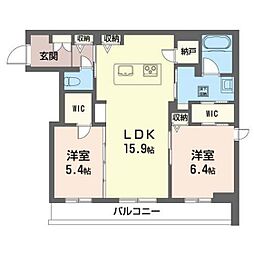 Cranes高崎田町 2LDKの間取図画像