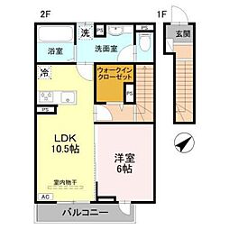 高崎市歌川町アパート 1LDKの間取図画像
