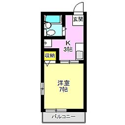 サニーハイツ 1Kの間取図画像