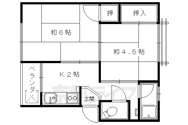 春日マンション A-3｜京都府京都市右京区太秦藤ケ森町(賃貸マンション2K・2階・29.00㎡)の写真 その2