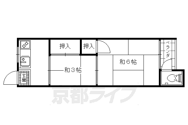 五十鈴荘　第一・第二 1-1｜京都府京都市右京区花園八ツ口町(賃貸アパート2K・1階・29.00㎡)の写真 その2