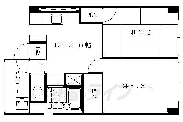 富小路マンション 205｜京都府京都市中京区朝倉町(賃貸マンション2DK・2階・45.09㎡)の写真 その2