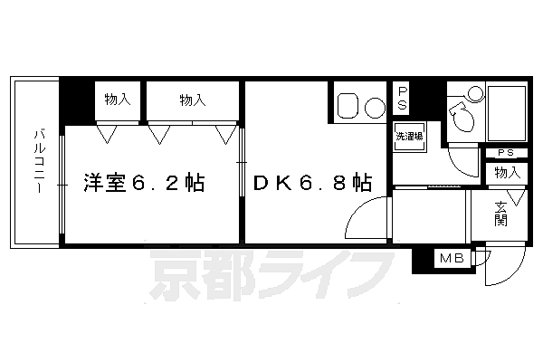 ライオンズマンション京都三条 404｜京都府京都市中京区桝屋町(賃貸マンション1DK・4階・35.55㎡)の写真 その2