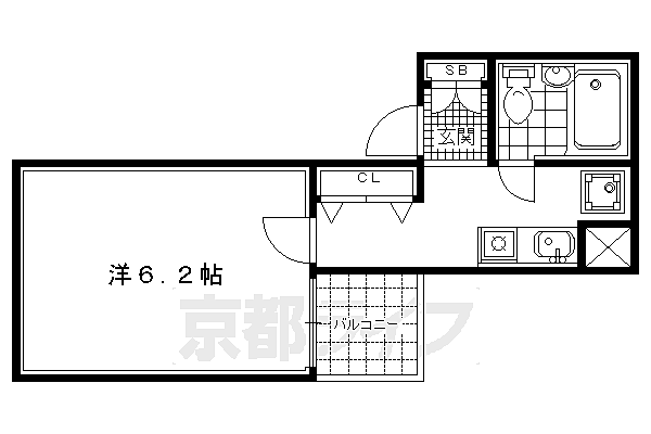 ＤＥＴＯＭ‐1烏丸鞍馬口パートII 306｜京都府京都市上京区大心院町(賃貸マンション1K・3階・19.18㎡)の写真 その2