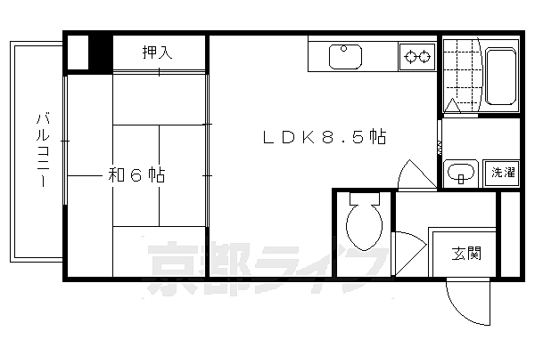 京都府京都市右京区西京極東町(賃貸マンション1LDK・1階・35.90㎡)の写真 その2