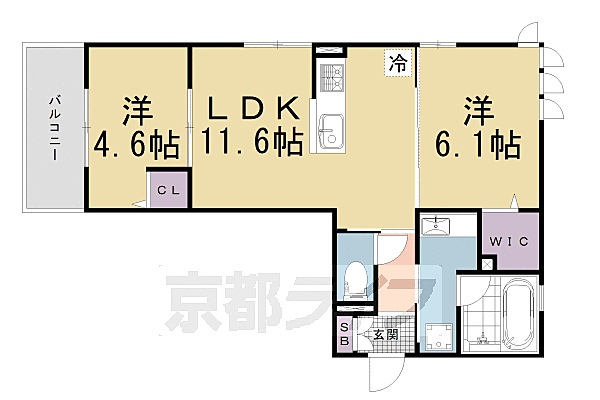 サニーコート嵯峨 201｜京都府京都市右京区嵯峨広沢南野町(賃貸アパート2LDK・2階・51.68㎡)の写真 その2