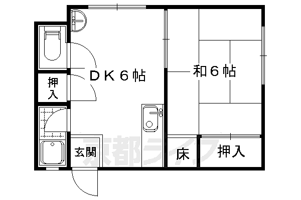 コーポオーク 2-C｜京都府京都市右京区常盤柏ノ木町(賃貸アパート1DK・2階・24.00㎡)の写真 その2