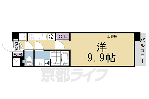 京都府京都市南区唐橋平垣町(賃貸マンション1K・3階・29.50㎡)の写真 その2