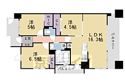 サーパス西京極 8階3LDKの間取り