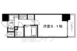 エステムコート京都烏丸2 1Kの間取図画像