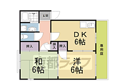 ドミールエーデンC棟 2DKの間取図画像