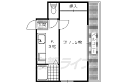ドーリア西院 2階1Kの間取り