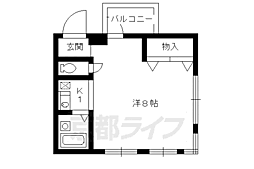 リバティー室町 1Kの間取図画像