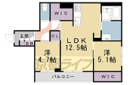 シャーメゾン池ノ内 2LDKの間取図画像
