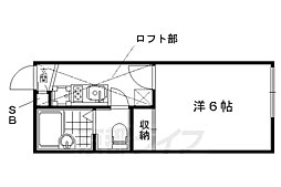 レオパレス円町 1Kの間取図画像