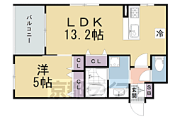 ヴァンベール御苑前 1LDKの間取図画像