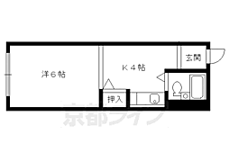パインフィールド北白川 1Kの間取図画像