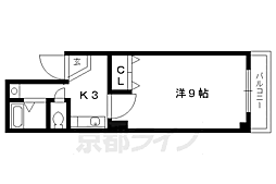 エスカル2六角 1Kの間取図画像