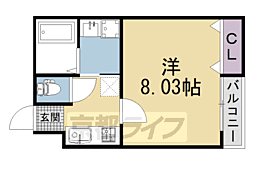 京都市右京区西京極東池田町マンション 1Kの間取図画像