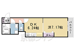 京都市中京区西ノ京北壺井町マンション 1DKの間取図画像