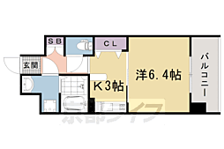 ライジングコート京都西院フロンティア 1Kの間取図画像