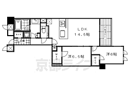 ライオンズ京都御所南室町通 2LDKの間取図画像