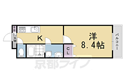 カンタル太秦 1Kの間取図画像