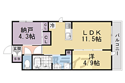 attrice円町(アトリーチェ円町) 1SLDKの間取図画像