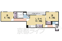 京都市中京区西ノ京池ノ内町アパート 2LDKの間取図画像