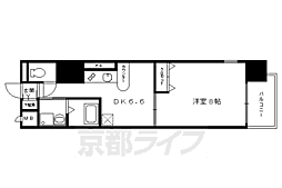 エステムコート京都河原町プレジール 1DKの間取図画像