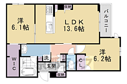 サーカ 京都二条 2LDKの間取図画像