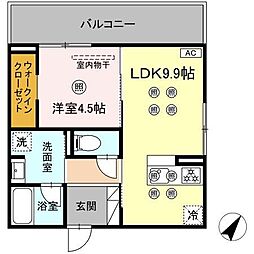D-ROOM松香台 1LDKの間取図画像
