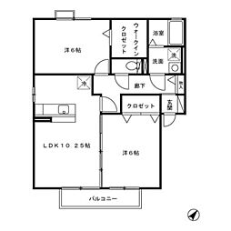 ラーフィア南里A 2LDKの間取図画像