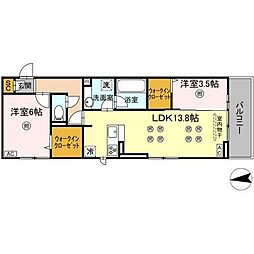 Pure Wind Garden A棟 2LDKの間取図画像